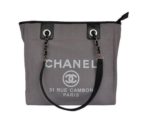 Replica Chanel Small Canvas Tote Shopping Bag A66940 Grey On Sale